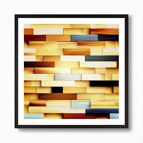Captivating Online: 3D Puzzle Tiled Blue and Brown Wood Floor Art Print