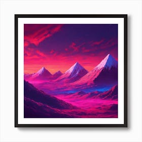 Purple Sky With Mountains Art Print