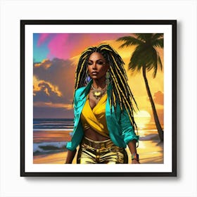 African Woman On The Beach Art Print