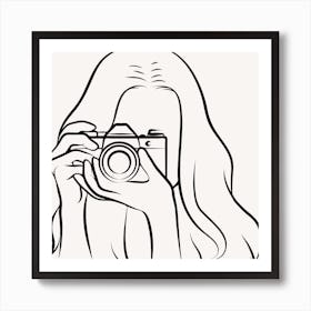 Portrait Of A Woman With A Camera Art Print