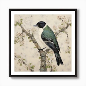 Ohara Koson Inspired Bird Painting Bluebird 2 Square Art Print