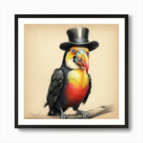 Toucan In Top Hat 1 Art Print