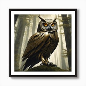 Owl In The Forest 98 Art Print