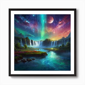 Galaxy Waterfall Art Print