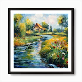 Garden Chromatics: Impressionist Riverside Strokes Art Print