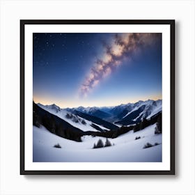 Night Sky Over Mountains Art Print