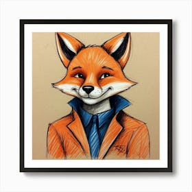 Fox In A Suit 1 Art Print