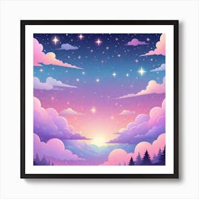 Sky With Twinkling Stars In Pastel Colors Square Composition 312 Art Print