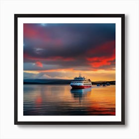 Sunset On A Ferry 13 Art Print