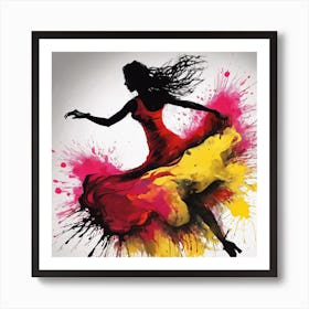 Dancer In Red Dress Art Print