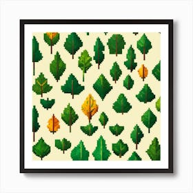 Pixel Tree Pattern Art Print