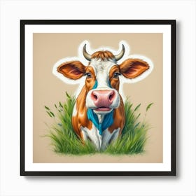 Cow In The Grass 5 Art Print