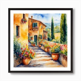 Watercolor Of Tuscany Art Print