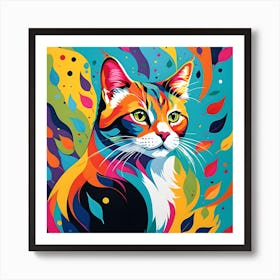 NEON KITTY CAT Art Print