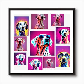 Dalmatian set, Dalmatian collage, collage, Dalmatian, Dalmatian collection, colorful dog illustration, dog portrait, animal illustration, digital art, pet art, dog artwork, dog drawing, dog painting, dog wallpaper, dog background, dog lover gift, dog décor, dog poster, dog print, pet, dog, vector art, dog art  Art Print