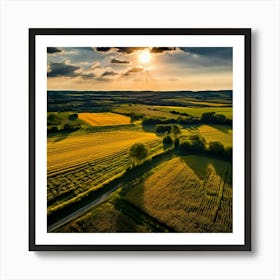 Drone Rural Farm Field Aerial Land Agricultural Crop Countryside Environment Agriculture (4) Art Print