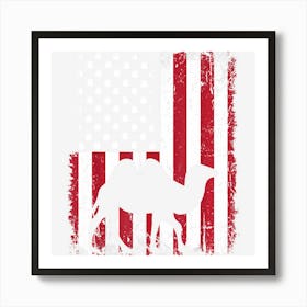 American Flag Camel Animal Vintage 4th Of July Art Print