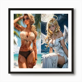 Angel And Mermaid Art Print