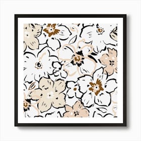 Black And White Flowers Art Print