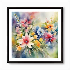 Watercolor Flowers 2 Art Print