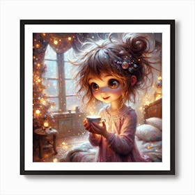 Little Girl Holding A Candle 1 Art Print