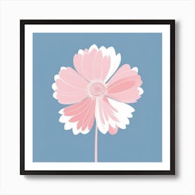 A White And Pink Flower In Minimalist Style Square Composition 470 Art Print