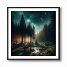 Forest At Night Art Print