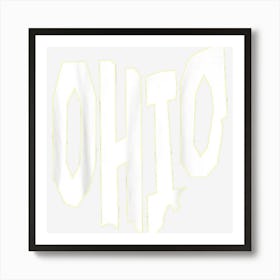 Patriotic Home State Map Of Ohio Text Art Shape Design Art Print