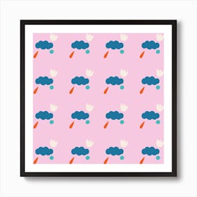 Scarlet Rain Square Art Print