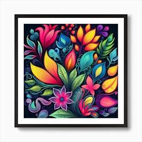 Colorful Floral Background Art Print