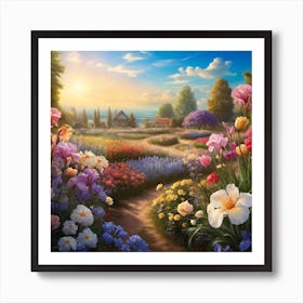 Leonardo Vision Xl Flower Farm Garden Irismulticolored Rosesda 0 Art Print