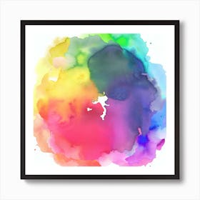 Watercolor Circle Colorful Square Art Print