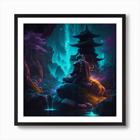 Myeera Samurai Ninja Meditating Taoist Ancient Japanese Temples 3de1f3f3 3149 43e9 Af47 85c7a39f4598 Art Print