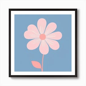 A White And Pink Flower In Minimalist Style Square Composition 641 Art Print