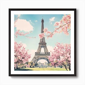 Eiffel Tower In Spring Square Art Print