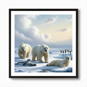 Arctic wildlife and serene sky 4 Art Print