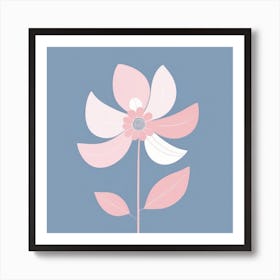 A White And Pink Flower In Minimalist Style Square Composition 617 Art Print