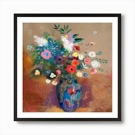 Flowers In A Blue Vase Art Print