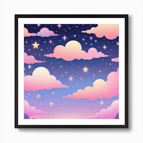 Sky With Twinkling Stars In Pastel Colors Square Composition 182 Art Print