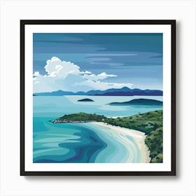 A Whitsunday Islands In Australia Vector Design Art Print