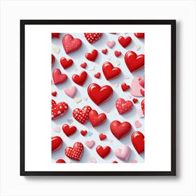 Hearts On A White Background Art Print