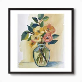 Bouquet of flowers inside a vase. Abstract artistic drawing 9 Art Print