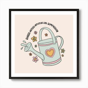 Cancer Zodiac Watering Can Art Print