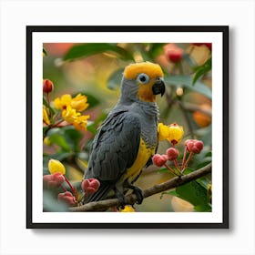 Parrot Perched On A Branch 1 Art Print