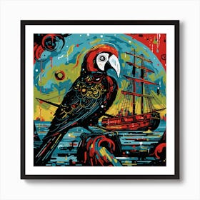 Parrot On A Ship Art Print