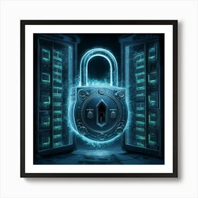 Padlock In A Dark Room Art Print