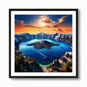 Crater Lake National Park Aerial View Art Print