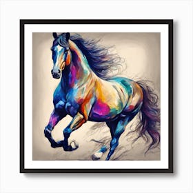 Colorful Horse Painting Art Print