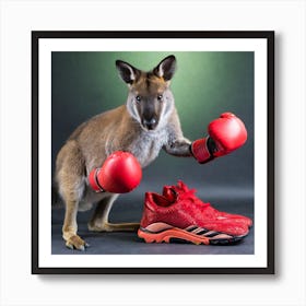 Boxing Kangroo With Red Boxing Gloves And Hgh Top RED Sport Shoes Art Print