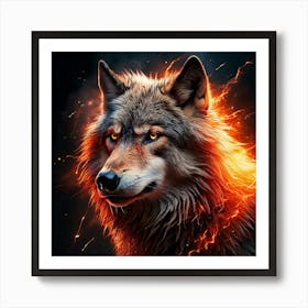 Firefly Majestic Wolf Surrounded By Fiery And Electric Sparks 35978 Art Print